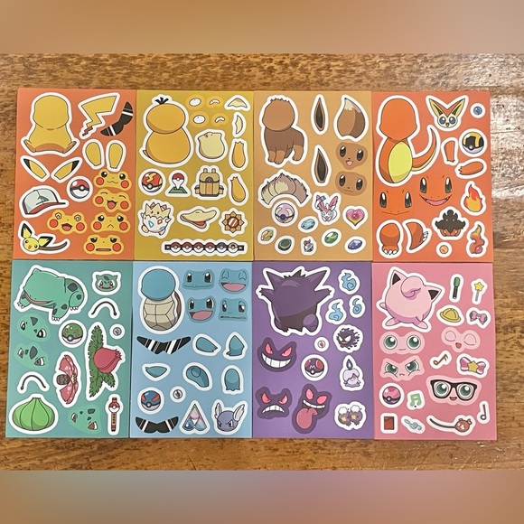 Colourful Pokemon 8pc Sticker Set - Picture 1 of 3